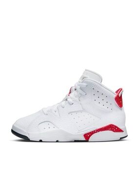 Jordan Kids White and Red High-Top Sneakers